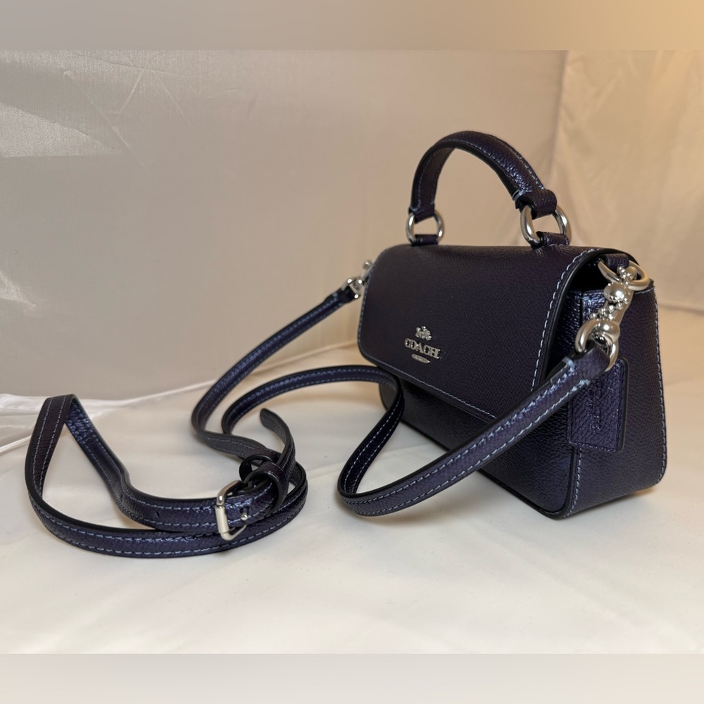 NWT Coach Mini Josie Top Handle Bag In Signature CCK68 Blue/Navy - Picture 4 of 8